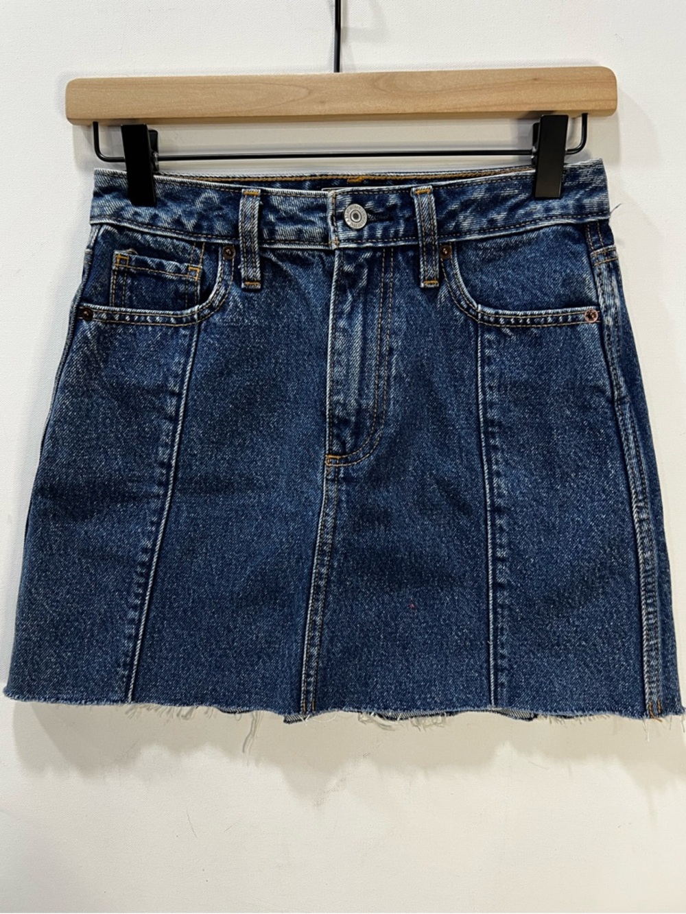 Abercrombie & Fitch Dark Blue Paneled Denim Mini Skirt